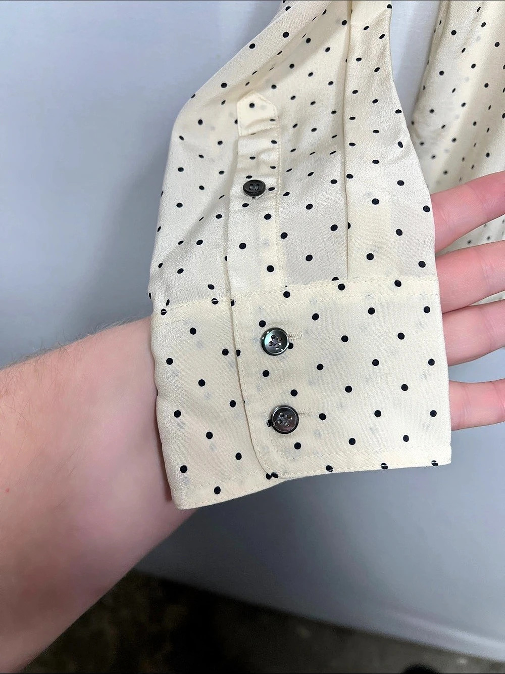 J.Crew Polka Dot Ruffle Blouse in Cream & Black Size Small - Picture 7 of 9